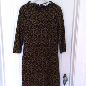 Boden black& gold print dress, excellent condition